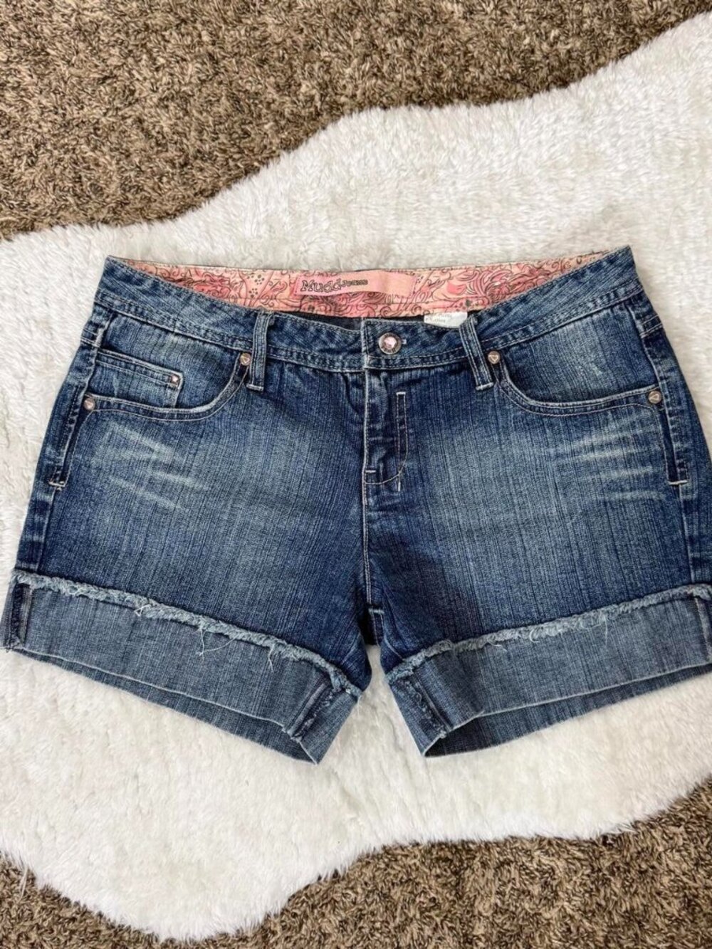 Y2k girly grunge boho fairy low rise denim shorts